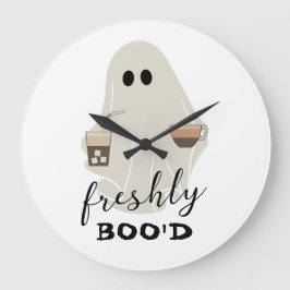 Reloj Redondo Grande Halloween Cute Ghost | Amantes del café recién cas
