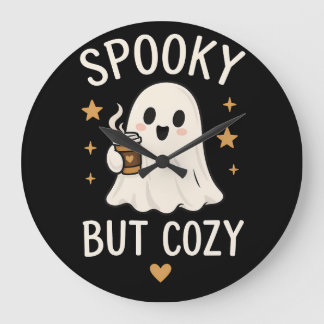 Reloj Redondo Grande Halloween de Fantasma Espeluznante pero Acogedor