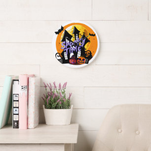 Reloj Redondo Grande Halloween de la casa de Spooky Time