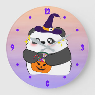 Reloj Redondo Grande Halloween desgraciada bebé panda truco o tratamien
