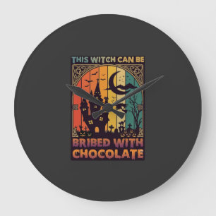 Reloj Redondo Grande Halloween Esta Bruja Puede Ser Sobornada Chocolate
