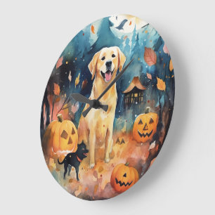 Reloj Redondo Grande Halloween Finnish Lappund con calabazas aterrador 