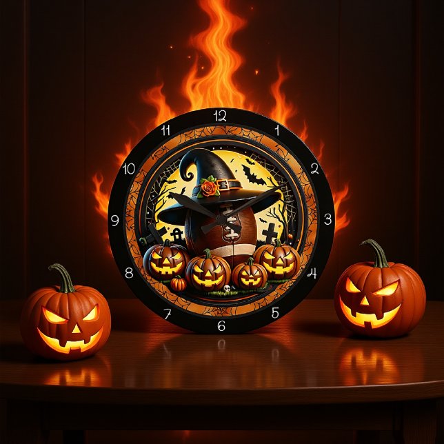 Reloj Redondo Grande Halloween, Gorra de brujas de fútbol (Subido por el creador)