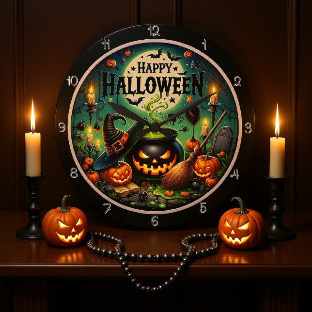 Reloj Redondo Grande Halloween Green Cauldron (Subido por el creador)