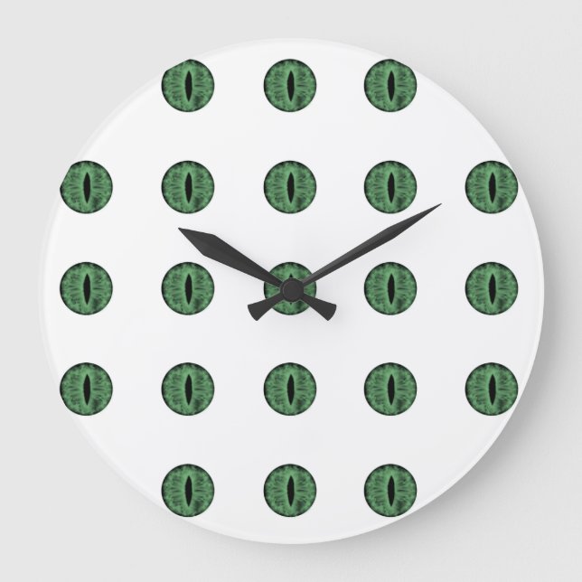 Reloj Redondo Grande Halloween Green Polka Dot Eyes (Anverso)