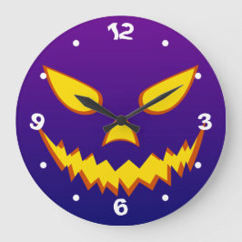 Reloj Redondo Grande Halloween Grinning Face Jack o Lantern Pumpkin