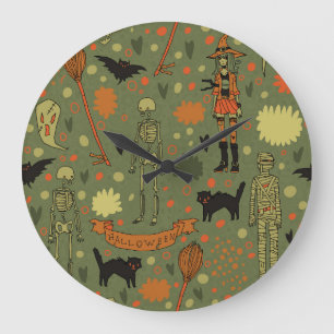 Reloj Redondo Grande Halloween Haunt: Mezcla de cosechas espeluznantes