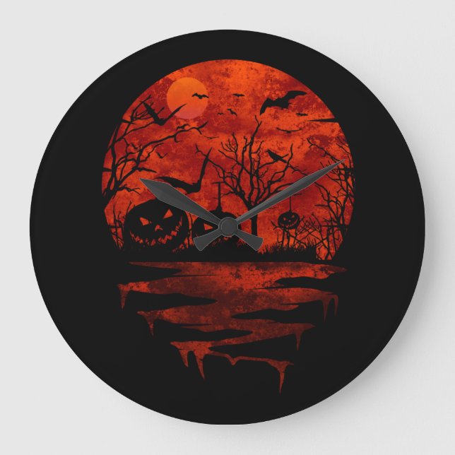 RELOJ REDONDO GRANDE HALLOWEEN SCARY RED MOON (Anverso)