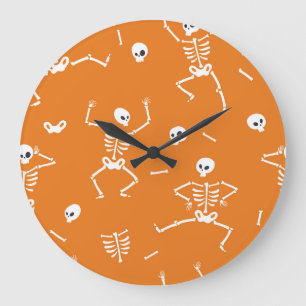 Reloj Redondo Grande Halloween Skeletans Diversión Patrón sin problemas