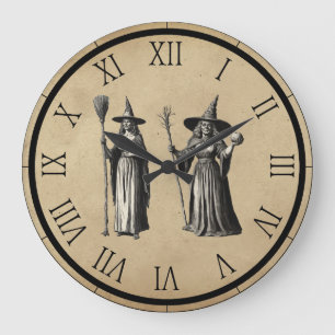 Reloj Redondo Grande Halloween Spooky Witch a Full Moon
