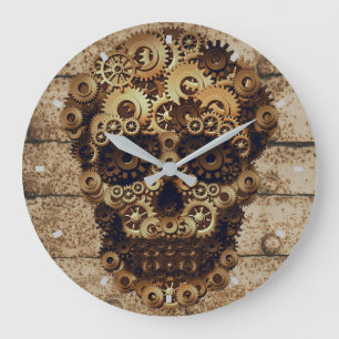 Reloj Redondo Grande Halloween Steampunk Skeleton Wall Clock
