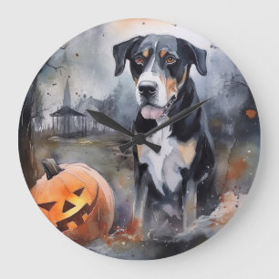 Reloj Redondo Grande Halloween Suizo Mayor Con Calabazas Espantoso