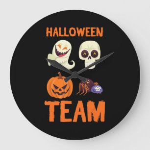 Reloj Redondo Grande Halloween Team Skeleton Pumpkin Ghost Spider Spode