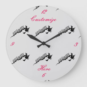 Reloj Redondo Grande Halloween Witch Riding Broom Thunder_Cove
