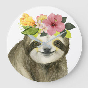 Reloj Redondo Grande Halo tropical   Sweet Sloth