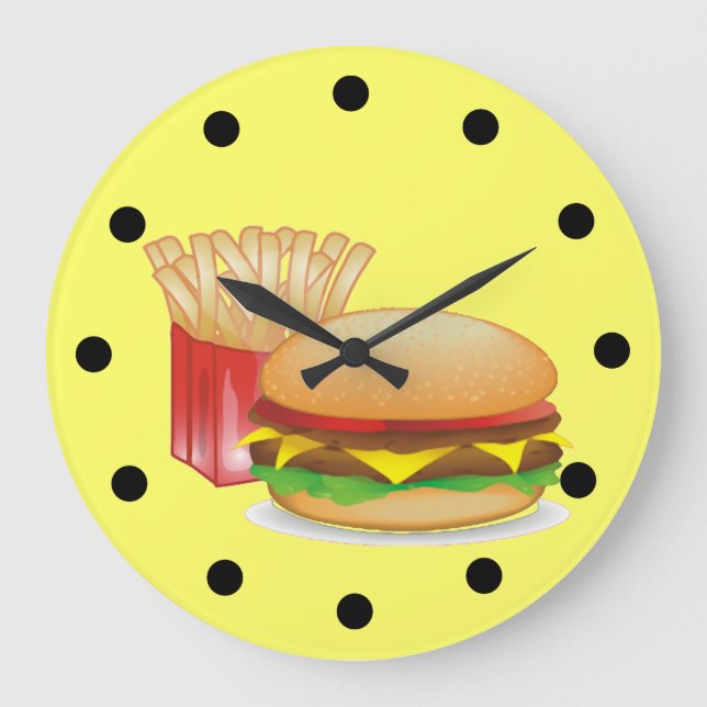 Reloj Redondo Grande Hamburguesas e incendios (Anverso)