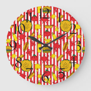 Reloj Redondo Grande Hamburguesas Perros Calientes Restaurante De Comid