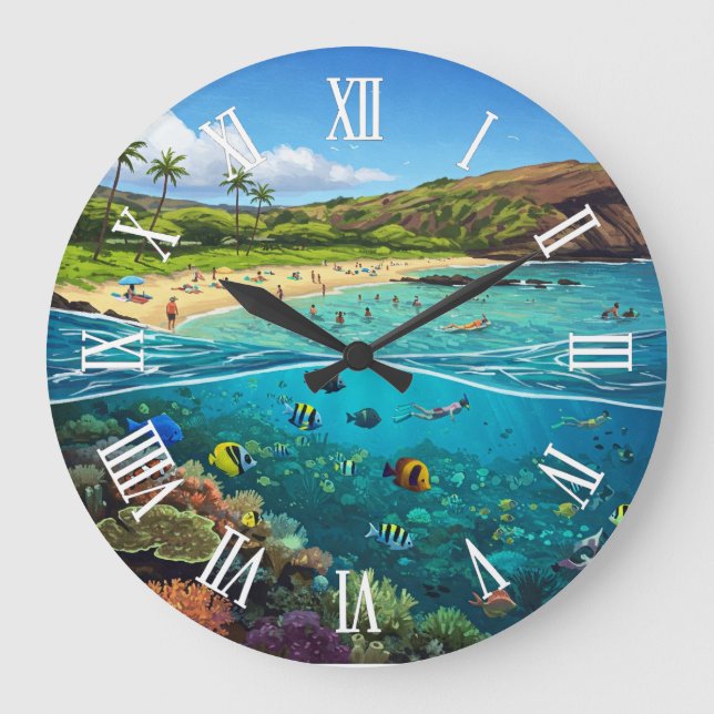 Reloj Redondo Grande Hanauma Bay Oahu Hawaii Travel (Anverso)