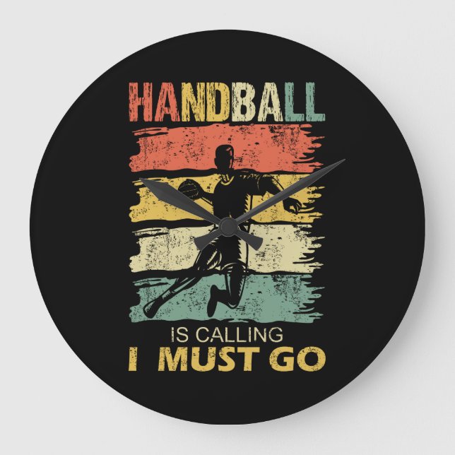 Reloj Redondo Grande Handball is Calling Slogan Funny Retro (Anverso)