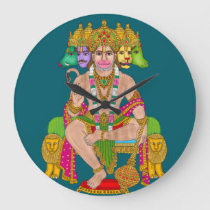 Reloj Redondo Grande Hanuman Ji Clock   El Señor Hanuman Espiritual Wa