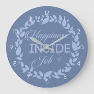Reloj Redondo Grande Happiness Is An Inside Job Blue Wreath