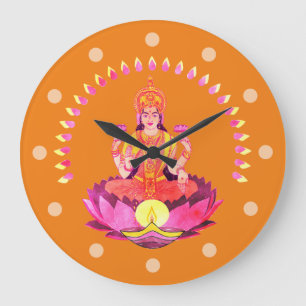 Reloj Redondo Grande Happy Diwali - Deepalavi Lakshmi Goddess 1
