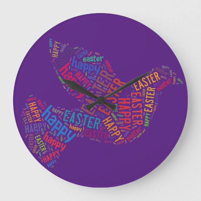 Reloj Redondo Grande Happy Easter Dove Greet (Anverso)