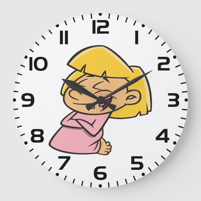 Reloj Redondo Grande Happy Giggling Cartoon Girl (Anverso)