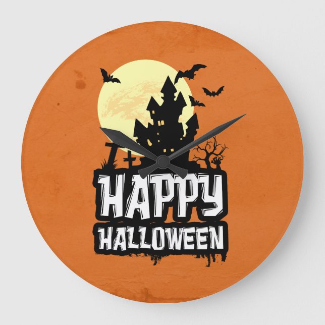 Reloj Redondo Grande Happy Halloween (Anverso)