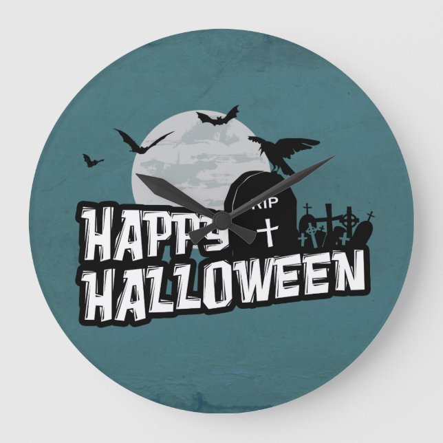 Reloj Redondo Grande Happy Halloween (Anverso)