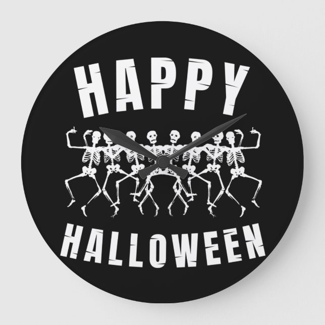 RELOJ REDONDO GRANDE HAPPY HALLOWEEN DANCING SKELETONS (Anverso)