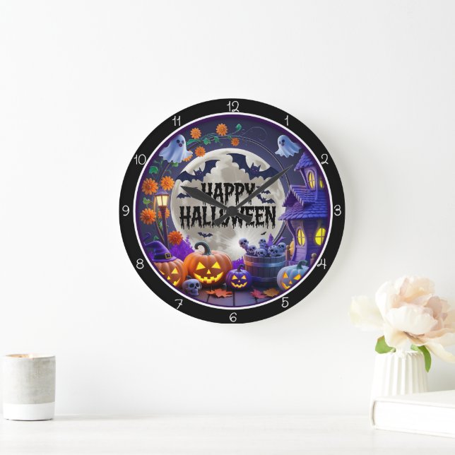 Reloj Redondo Grande Happy Halloween Spooky Night (Hogar)