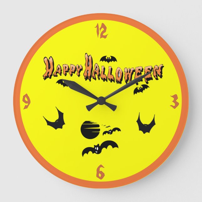 Reloj Redondo Grande Happy Halloween & The Bats - (Anverso)