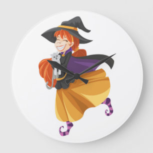 RELOJ REDONDO GRANDE "HAPPY HALLOWEEN" WITCH