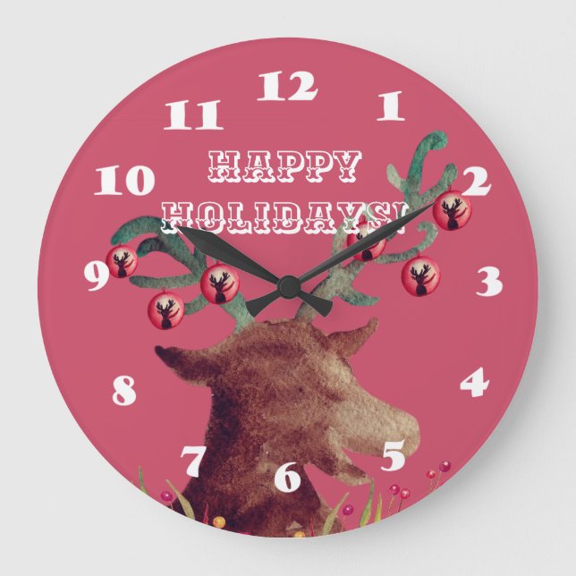 Reloj Redondo Grande Happy Holidays Wall Clock (Anverso)
