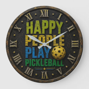 Reloj Redondo Grande Happy People Play Pickleball