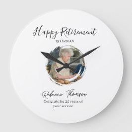 Reloj Redondo Grande Happy retirement year name circle photo retired