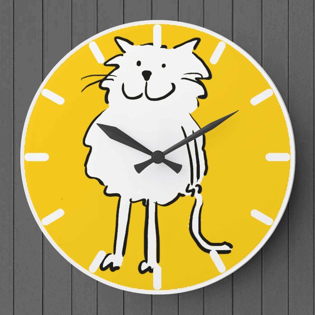 Reloj Redondo Grande Happy Smiling Cat as a Fun Cartoon Illustration (Subido por el creador)