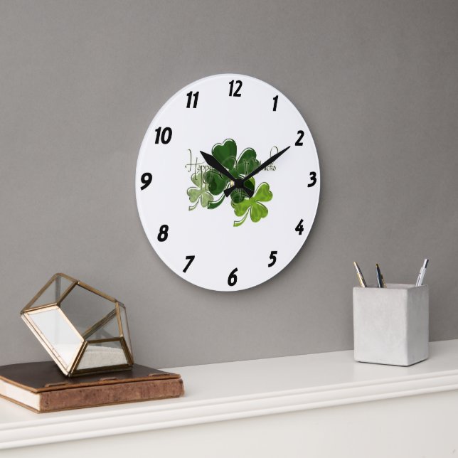 Reloj Redondo Grande Happy St. Patrick's Day (Oficina)