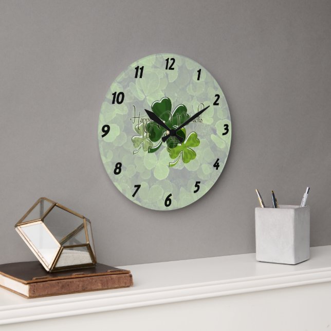 Reloj Redondo Grande Happy St. Patrick's Day (Oficina)