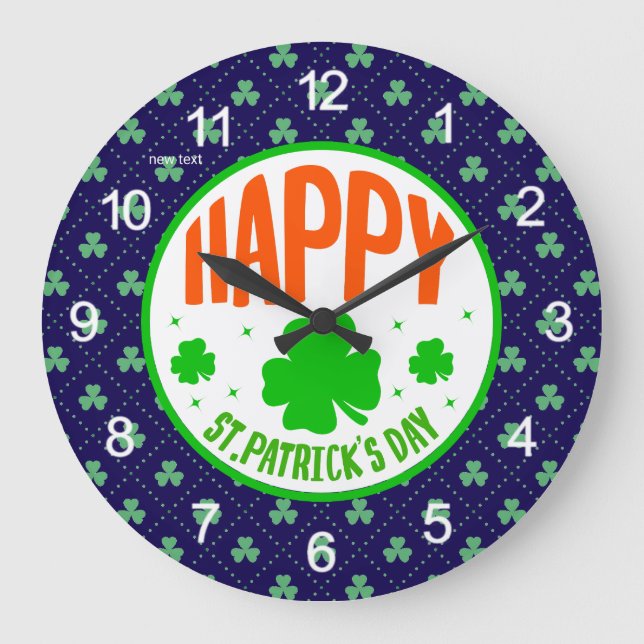 Reloj Redondo Grande Happy St. Patrick's Day Circle Design-63501 (Anverso)