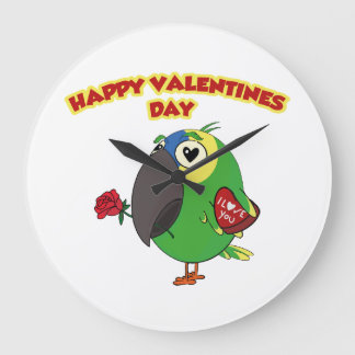 Reloj Redondo Grande happy valentine parrot
