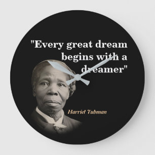 Reloj Redondo Grande Harriet Tubman Cita Sobre Sueños Y Soñadores