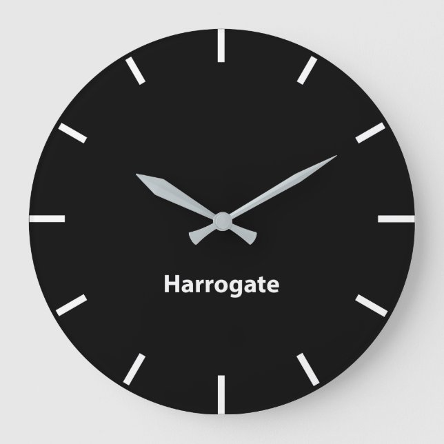 Reloj Redondo Grande Harrogate Black Face Time Zone Muro de noticias (Anverso)