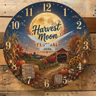 Reloj Redondo Grande Harvest Moon Festival Indiana Autumn Farmhouse 