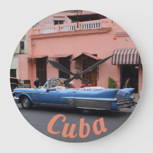 Reloj Redondo Grande Havana Cuba Vintage Car Coral Architecture