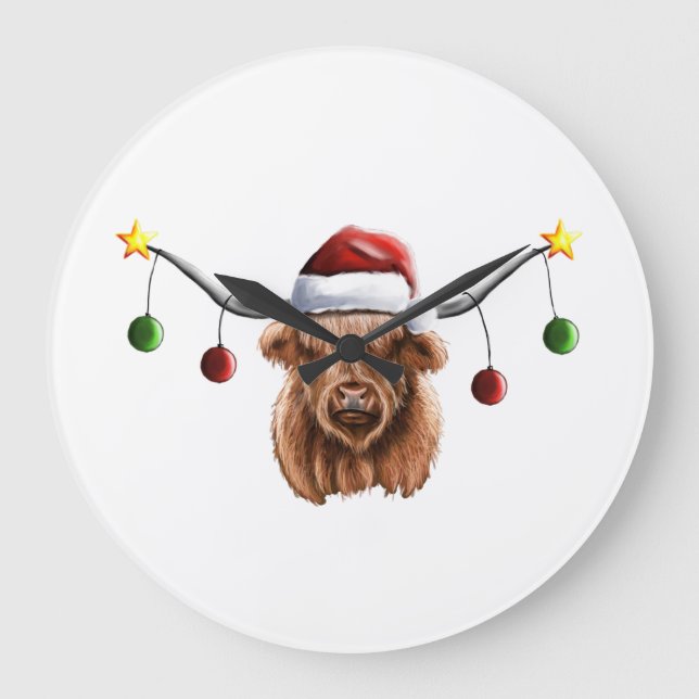 Reloj Redondo Grande Have a Merry Hielan Coo Christmas  (Anverso)
