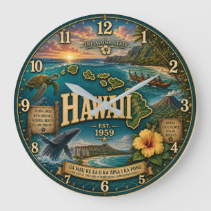 Reloj Redondo Grande Hawaii State Heritage Island Map Sea Turtle