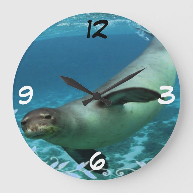 Reloj Redondo Grande Hawaiian Monk seal Wall Clock (Anverso)
