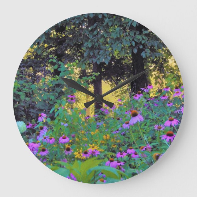 Reloj Redondo Grande Hazy Morning Sunrise en My Rubio Garden (Anverso)